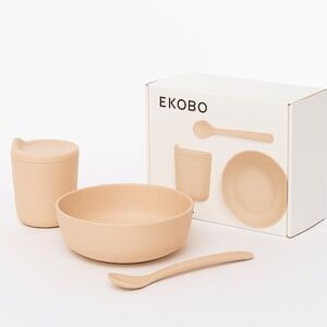 Ekobo 3-piece eating set in Blush. BPA-free, reusable dishware for little ones